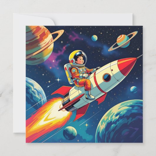 Gepersonaliseerde Space Theme Boy's Birthday Kaart (Voorkant)