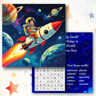 Gepersonaliseerde Space Theme Boy's Birthday Kaart