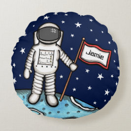 Gepersonaliseerde Spaceman Astronaut Cosmonaut Rou Rond Kussen