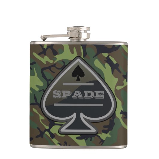 Gepersonaliseerde Spade Camo Heupfles (Voorkant)