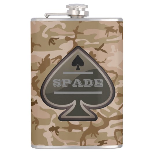 Gepersonaliseerde Spade Desert Camo Heupfles (Voorkant)