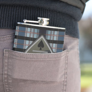 Gepersonaliseerde Spade Poker Blauwe geruite Flask Heupfles