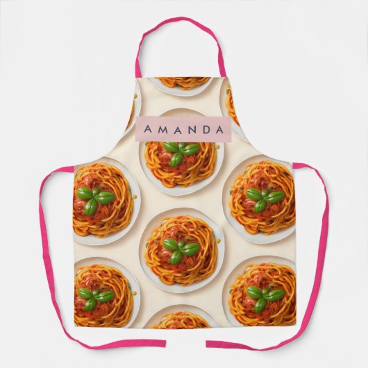 Gepersonaliseerde Spaghetti Kom Foodie Schort (Voorkant)