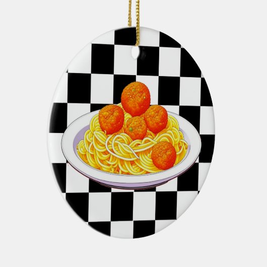 Gepersonaliseerde Spaghetti Pun Kerstmis Keramisch Ornament (Rechts)