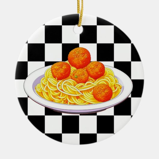 Gepersonaliseerde Spaghetti Pun Kerstmis Keramisch Ornament (Voorkant)