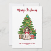 Gepersonaliseerde Spaniel Hond Familie Kerstmis Feestdagenkaart (Voorkant)