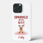 Gepersonaliseerde Sparkle All Way Rendier Case-Mate iPhone Case (Achterkant)