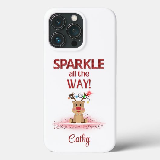 Gepersonaliseerde Sparkle All Way Rendier Case-Mate iPhone Case (Achterkant)