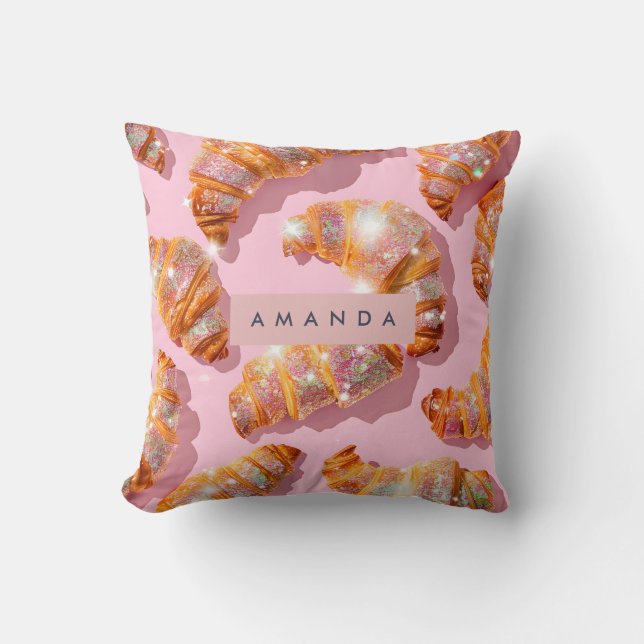 Gepersonaliseerde Sparkle Croissant Stijl Kussen (Voorkant)