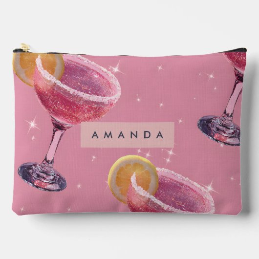 Gepersonaliseerde Sparkle Glam Roze Cocktail Etui (Voorkant)