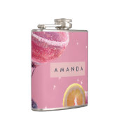 Gepersonaliseerde Sparkle Glam Roze Cocktail Heupfles (Rechts)