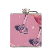 Gepersonaliseerde Sparkle Glam Roze Cocktail Heupfles (Achterkant)