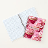 Gepersonaliseerde Sparkle Glam Roze Cupcake Verruk Notitieboek (Binnen)