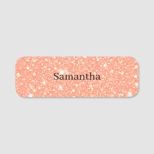 Gepersonaliseerde Sparkling Peach Dazzle Naamplaatje (Voorkant)