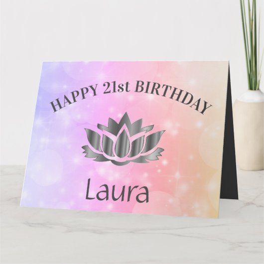 Gepersonaliseerde Sparkly 21st Verjaardag Kaart (Voorkant)
