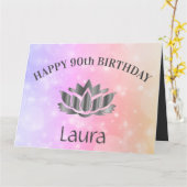 Gepersonaliseerde Sparkly 90ste verjaardag Kaart (Gele Bloem)