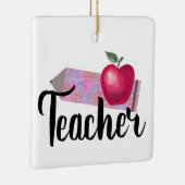 Gepersonaliseerde Sparkly Christmas Pencil Teacher Keramisch Ornament (Rechts)