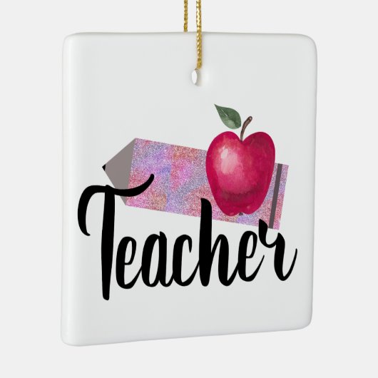 Gepersonaliseerde Sparkly Christmas Pencil Teacher Keramisch Ornament (Rechts)