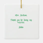 Gepersonaliseerde Sparkly Christmas Pencil Teacher Keramisch Ornament (Achterkant)