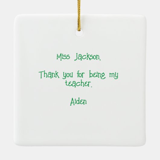 Gepersonaliseerde Sparkly Christmas Pencil Teacher Keramisch Ornament (Achterkant)