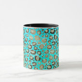 Gepersonaliseerde Sparkly Glittery Turquoise Luipa Mok (Midden)