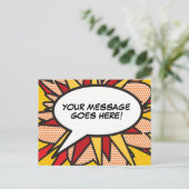 Gepersonaliseerde Speech Bubble Fun Retro Stripboe Briefkaart (Staand voorkant)