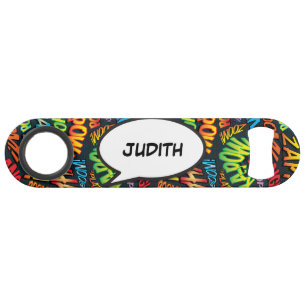 Gepersonaliseerde Speech Bubble Fun Retro Stripboe Speed Flessenopener