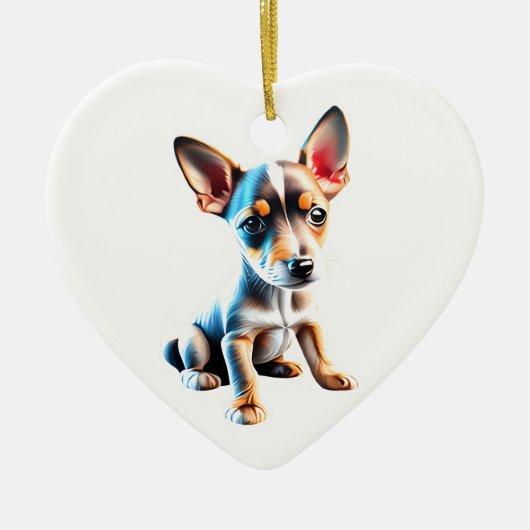 Gepersonaliseerde Speelgoed Fox Terrier Puppy Keramisch Ornament (Voorkant)