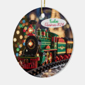 Gepersonaliseerde Speelgoed kersttrein Keramisch Ornament (Links)