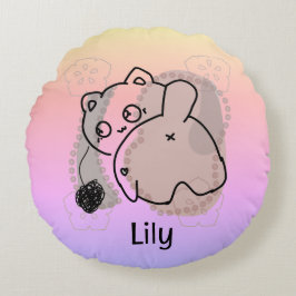 Gepersonaliseerde speelse kat met garen rond kussen