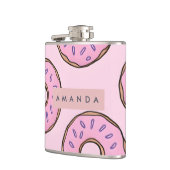 Gepersonaliseerde Speelse Pastel Roze Donut Heupfles (Links)