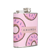 Gepersonaliseerde Speelse Pastel Roze Donut Heupfles (Rechts)