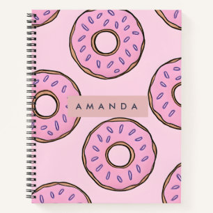 Gepersonaliseerde Speelse Pastel Roze Donut Notitieboek