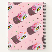 Gepersonaliseerde Speelse Roze Sushirol Notitieboek (Achterkant)