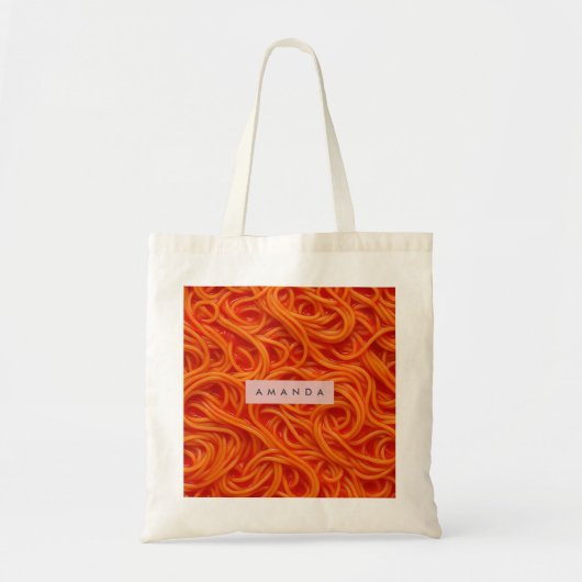 Gepersonaliseerde Speelse Spaghetti in Tomatensaus Tote Bag (Voorkant)