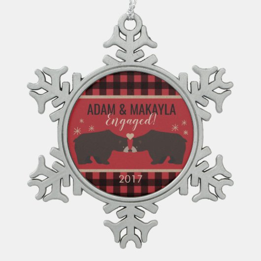 Gepersonaliseerde speldenversiering van het Verlov Tin Sneeuwvlok Ornament (Voorkant)