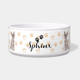 Gepersonaliseerde Sphinx Cat Bowl met naam en ras Voerbakje