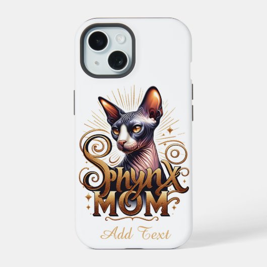Gepersonaliseerde Sphynx Cat Mom Moederdag iPhone 15 Case (Achterkant)