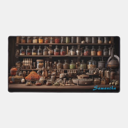 Gepersonaliseerde Spice Shop Counter Desk Mat (Voorkant)