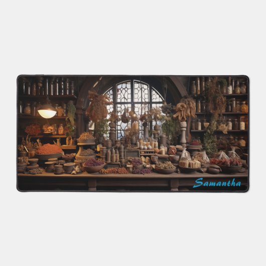 Gepersonaliseerde Spice Shop Counter Desk Mat (Voorkant)