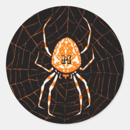 Gepersonaliseerde  Spider Black en Oranje Ronde Sticker