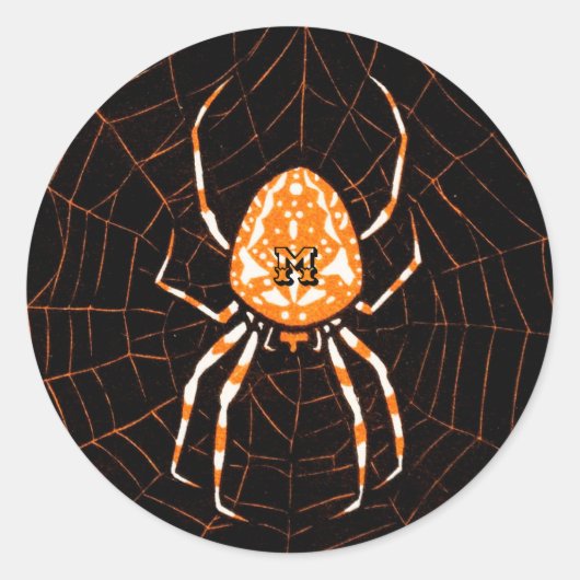 Gepersonaliseerde  Spider Black en Oranje Ronde Sticker (Voorkant)