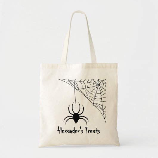Gepersonaliseerde Spider Web Halloween Treat Bag Tote Bag (Voorkant)