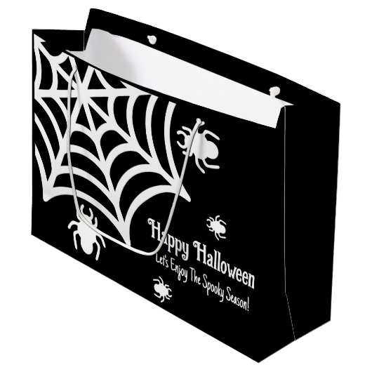 Gepersonaliseerde Spiderweb Halloween Groot Cadeauzakje (Voorkant Gekanteld)