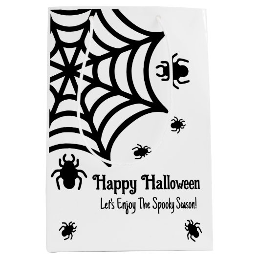 Gepersonaliseerde Spiderweb Halloween Medium Cadeauzakje (Voorkant)