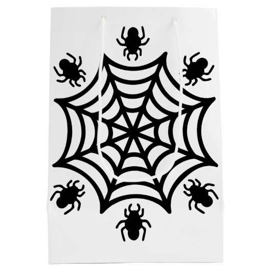 Gepersonaliseerde Spiderweb Halloween Medium Cadeauzakje (Achterkant)