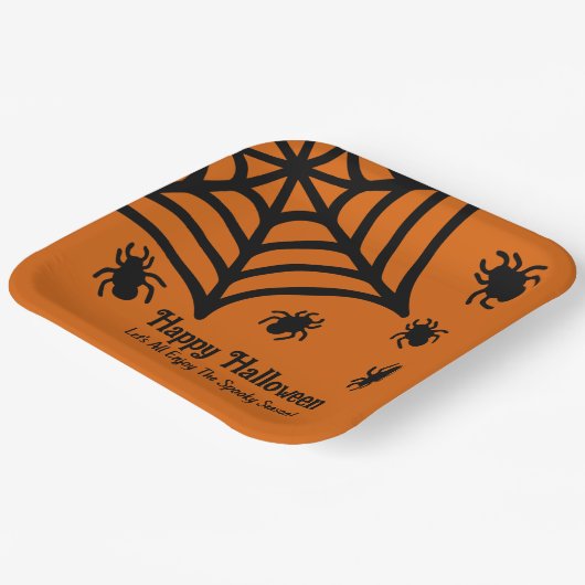 Gepersonaliseerde Spiderweb Halloween Papieren Bordje (Gebogen)