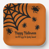 Gepersonaliseerde Spiderweb Halloween Papieren Bordje (Voorkant)