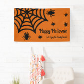 Gepersonaliseerde Spiderweb Halloween Spandoek (Insitu)