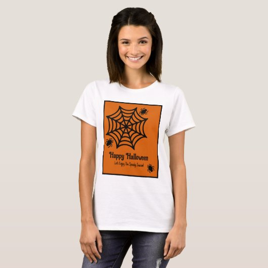 Gepersonaliseerde Spiderweb Halloween T-shirt (Voorkant volledig)